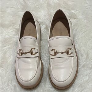 Sincerely Jules Cream Loafers with Gold Accent